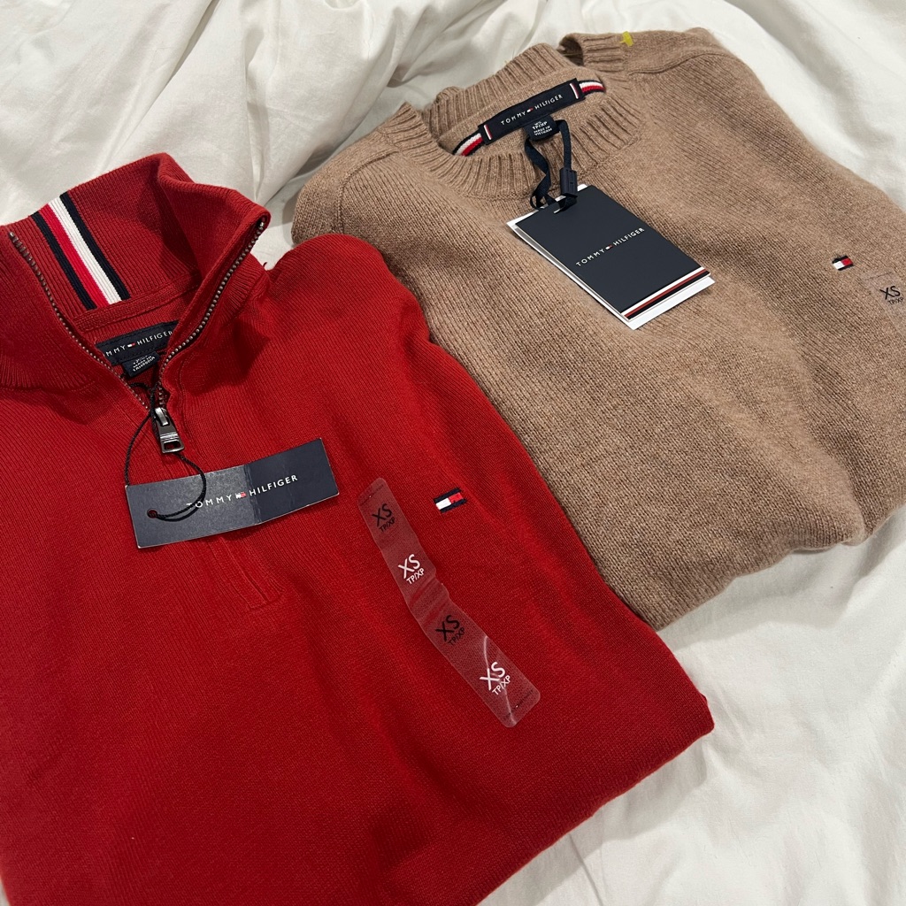 Lot Of 2 Mens Nwt Tommy Hilfiger Quarter Zip And Wool Sweater Both Xs